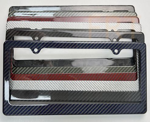 Blue Carbon Fiber License Plate Frame Carbon Fibre Car Plate Holder For USA Canada Cars
